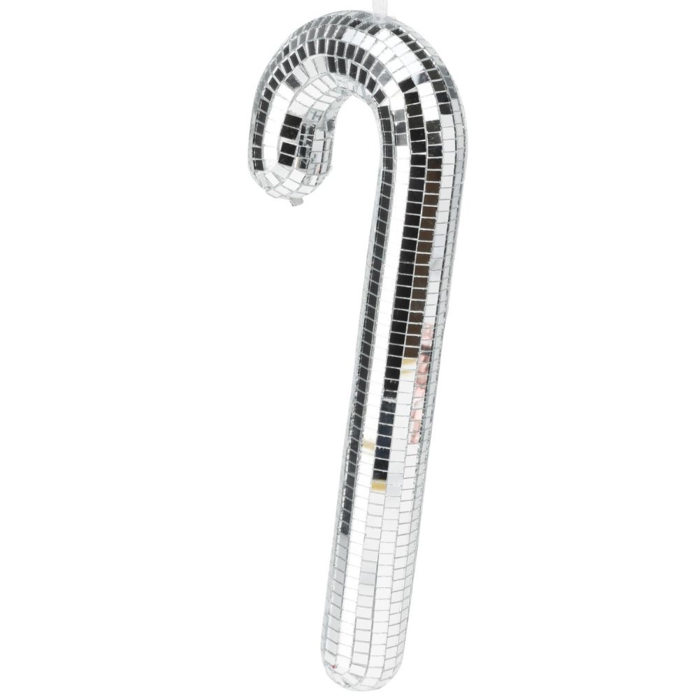 Kersthanger zuurstok | spiegelend | zilver | 35cm