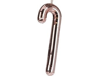 Kersthanger zuurstok | spiegelend | rose goud | 35cm