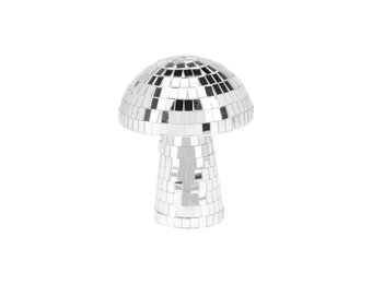Kerstdecoratie disco paddenstoel | spiegelend | zilver | 10cm