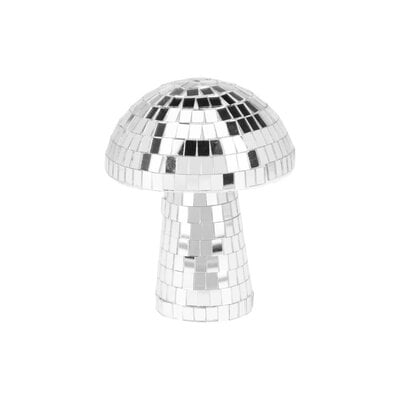 Kerstdecoratie disco paddenstoel | spiegelend | zilver | 10cm