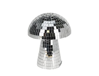 Kerstdecoratie disco paddenstoel | spiegelend | zilver | 15cm