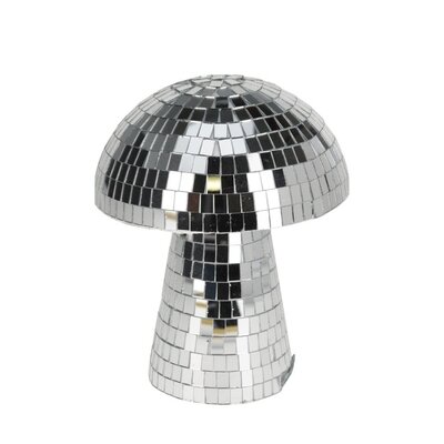 Kerstdecoratie disco paddenstoel | spiegelend | zilver | 15cm