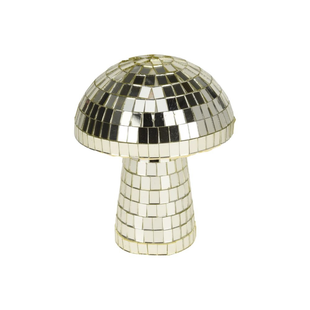 Kerstdecoratie disco paddenstoel | spiegelend | goud | 10cm