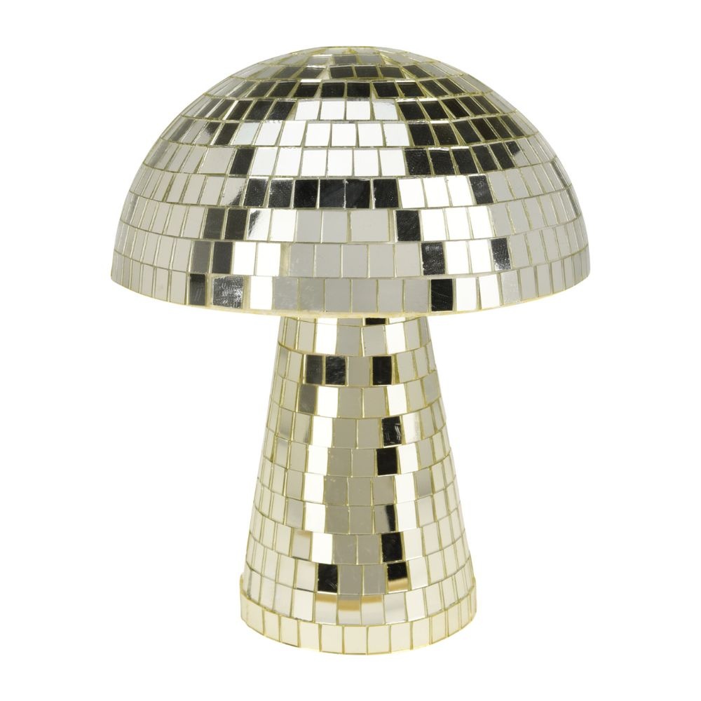 Kerstdecoratie disco paddenstoel | spiegelend | goud | 20cm