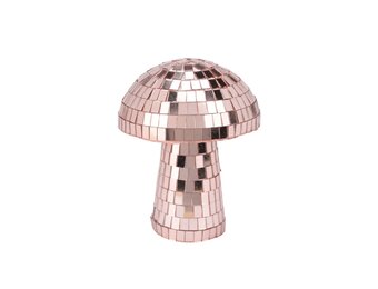 Kerstdecoratie disco paddenstoel | spiegelend | rose goud | 10cm