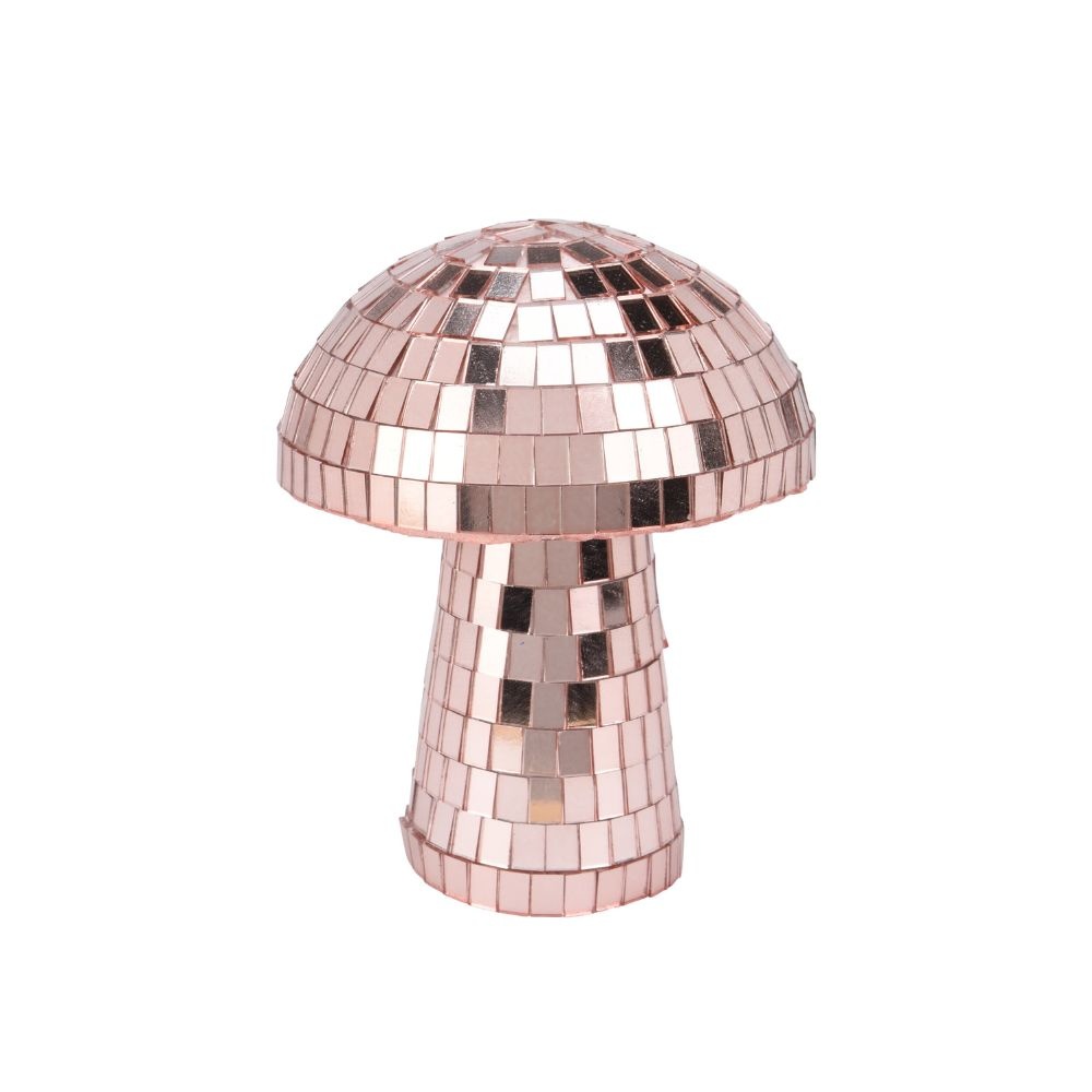 Kerstdecoratie disco paddenstoel | spiegelend | rose goud | 10cm