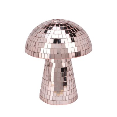 Kerstdecoratie disco paddenstoel | spiegelend | rose goud | 15cm