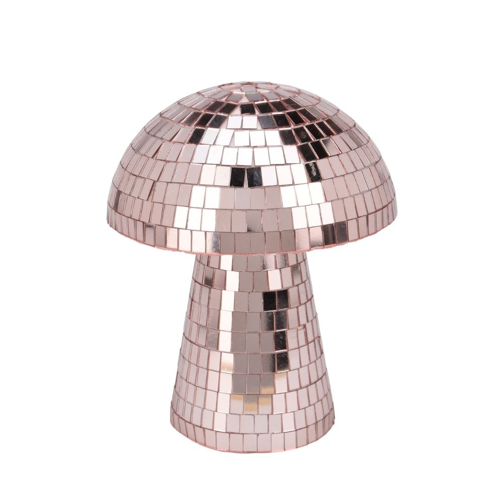 Kerstdecoratie disco paddenstoel | spiegelend | rose goud | 15cm