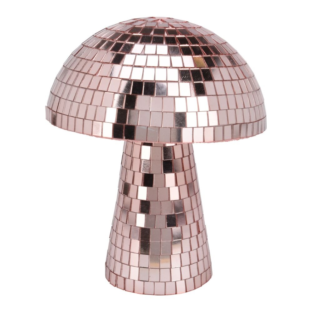Kerstdecoratie disco paddenstoel | spiegelend | rose goud | 20cm