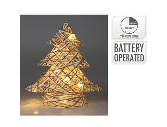 Mini kerstboom decoratief | grijs | LED/warm wit | 30cm