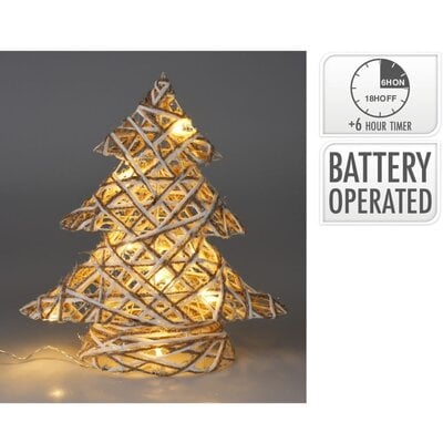 Mini kerstboom decoratief | grijs | LED/warm wit | 30cm