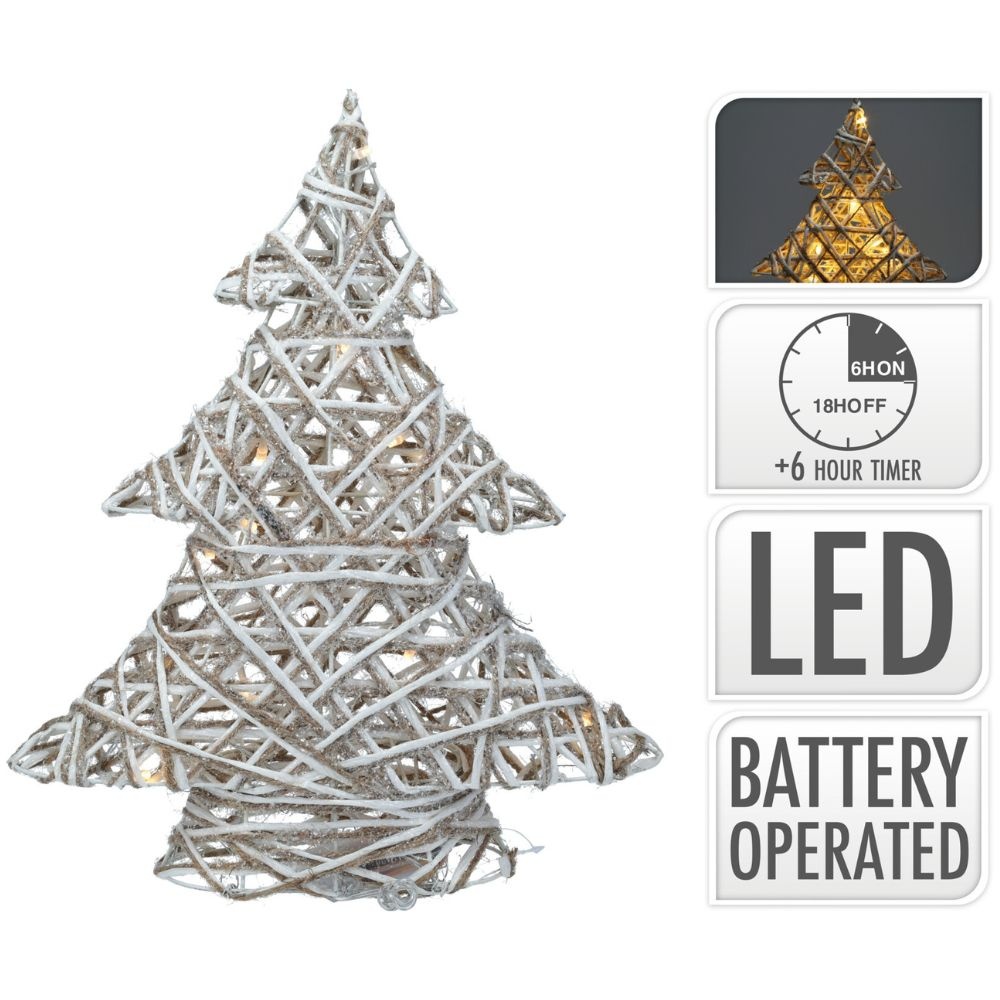 Mini kerstboom decoratief | grijs | LED/warm wit | 40cm