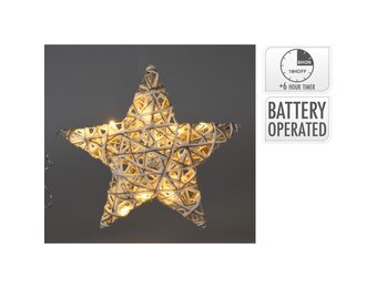 Kerst ster met LED lampjes | grijs/wit | 30cm