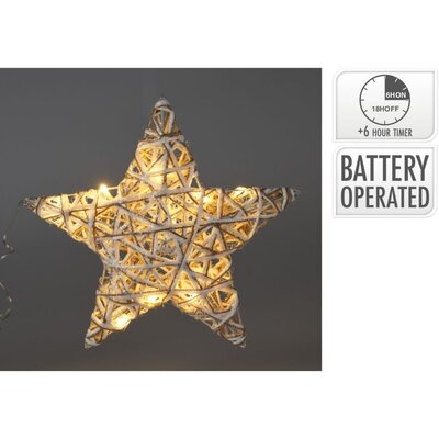 Kerst ster met LED lampjes | grijs/wit | 30cm