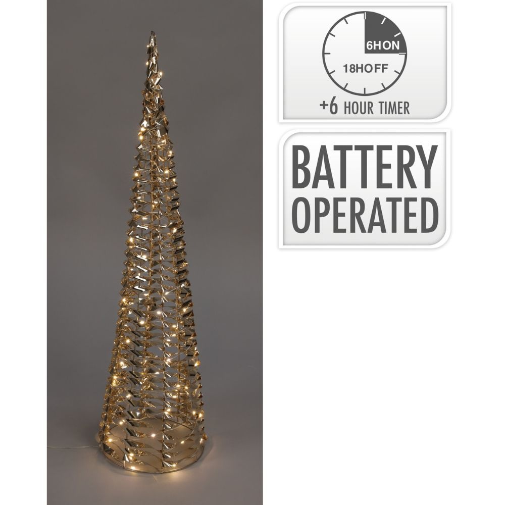Kerstboom kegel met verlichting | goud | 80cm