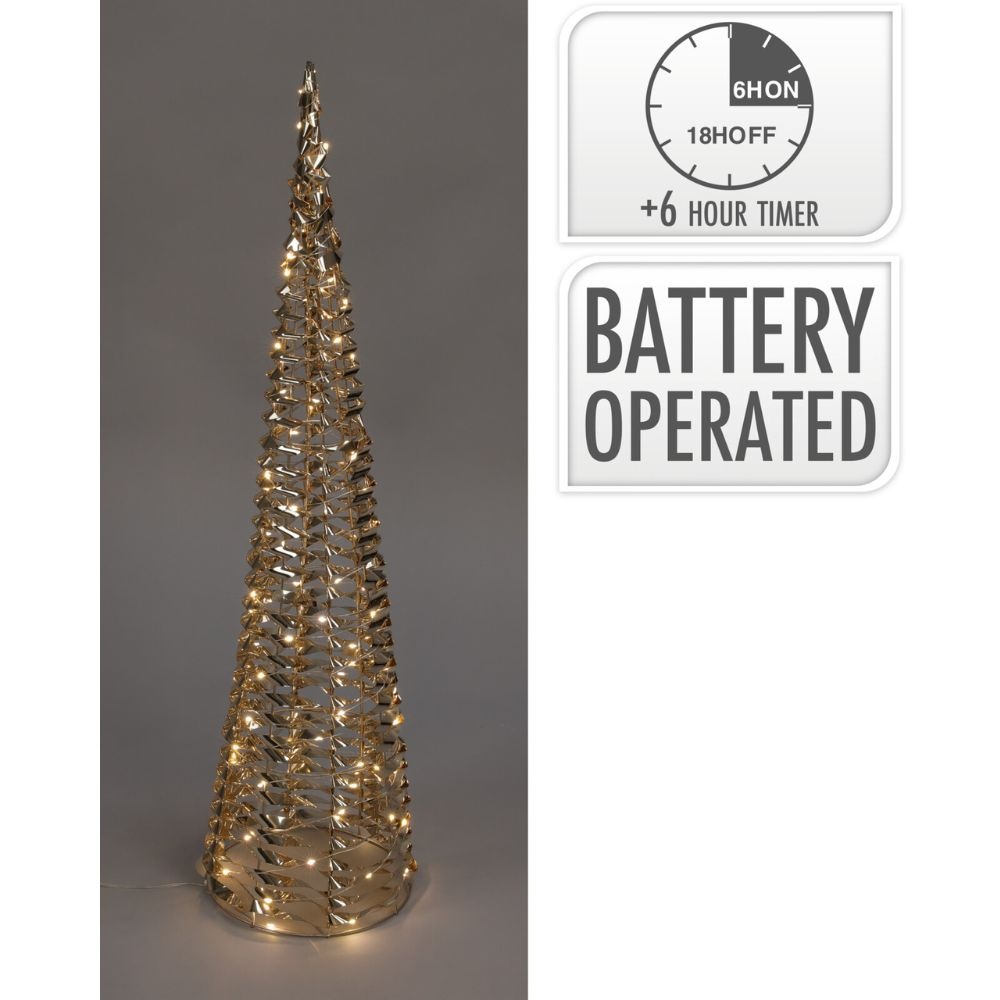 Kerstboom kegel met verlichting | goud | 60cm