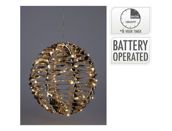 Kerstbal met led verlichting | goud | 25cm