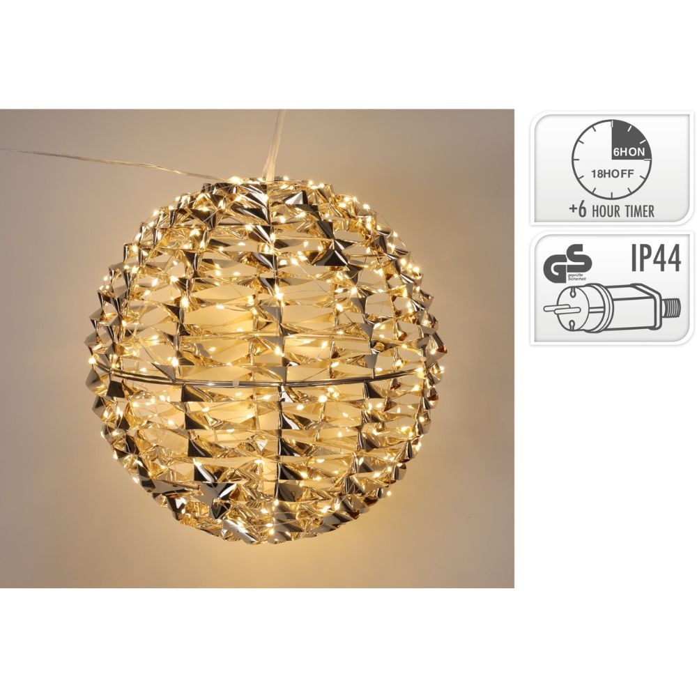 Kerstbal met led verlichting | goud | 30cm