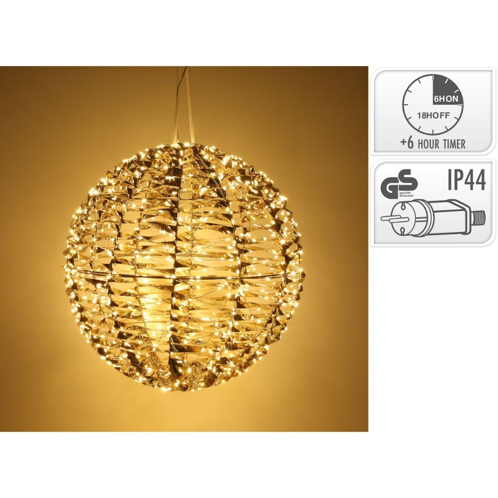 Kerstbal met led verlichting | goud | 40cm