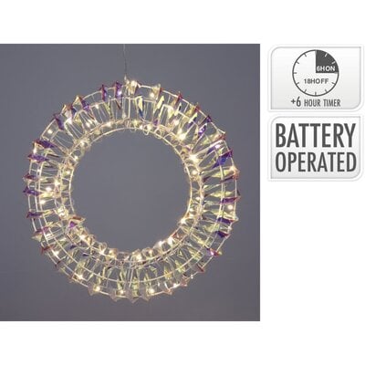 Kerstkrans met LED lampjes | glinsterende regenboog | 30cm