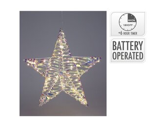 Kerst ster met LED lampjes | glinsterende regenboog | 40cm