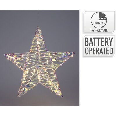 Kerst ster met LED lampjes | glinsterende regenboog | 40cm