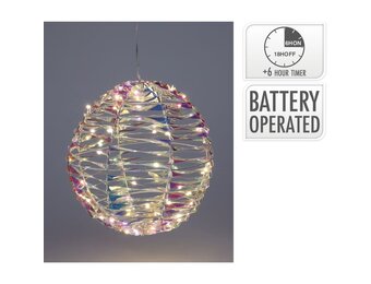 Kerstbal met led verlichting | regenboog | 25cm