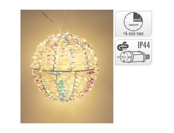 Kerstbal met led verlichting | regenboog | 30cm