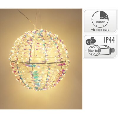 Kerstbal met led verlichting | regenboog | 30cm