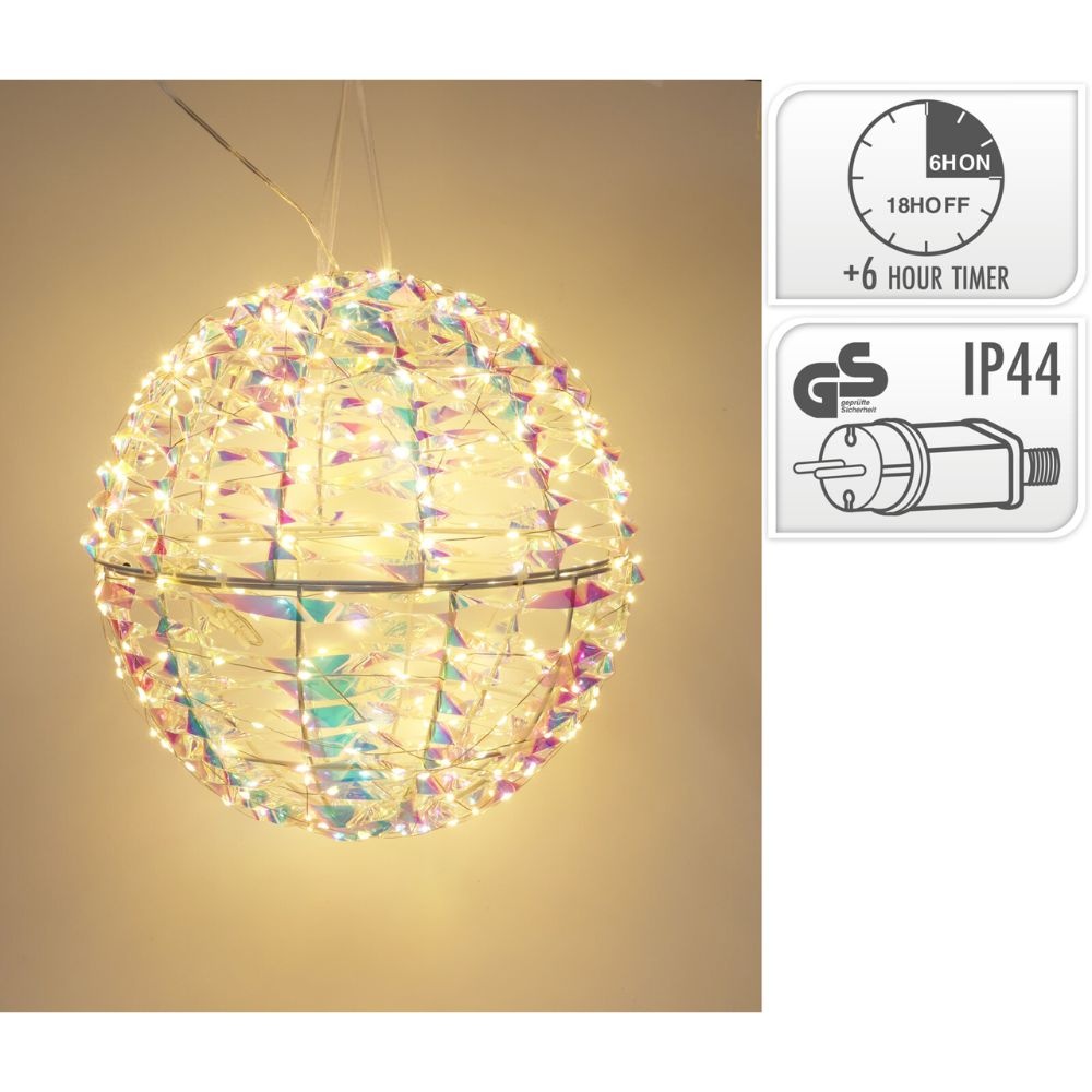 Kerstbal met led verlichting | regenboog | 30cm