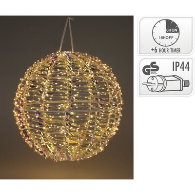 Kerstbal met led verlichting | regenboog | 40cm