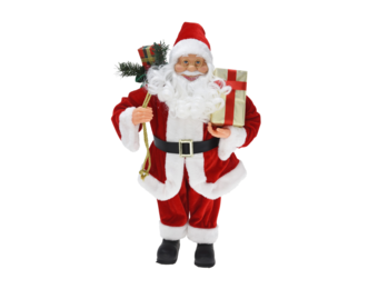 Kerstman in klassieke outfit met cadeau zak | rood/wit | 60cm