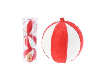 Kerstballen set 3-delig | rood/wit | fluffy | 10cm