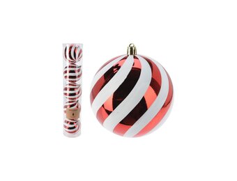 Kerstballen set rood/wit | 5 stuks | 10cm