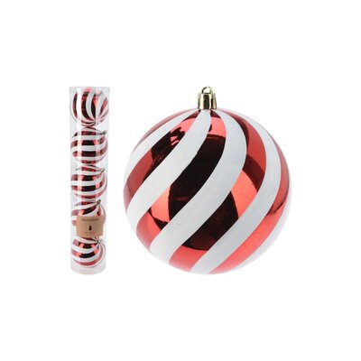 Kerstballen set rood/wit | 5 stuks | 10cm