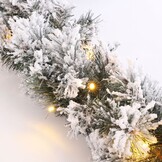 Dinsmore kerstguirlande | groen met bevroren details & LED lampjes | 270cm