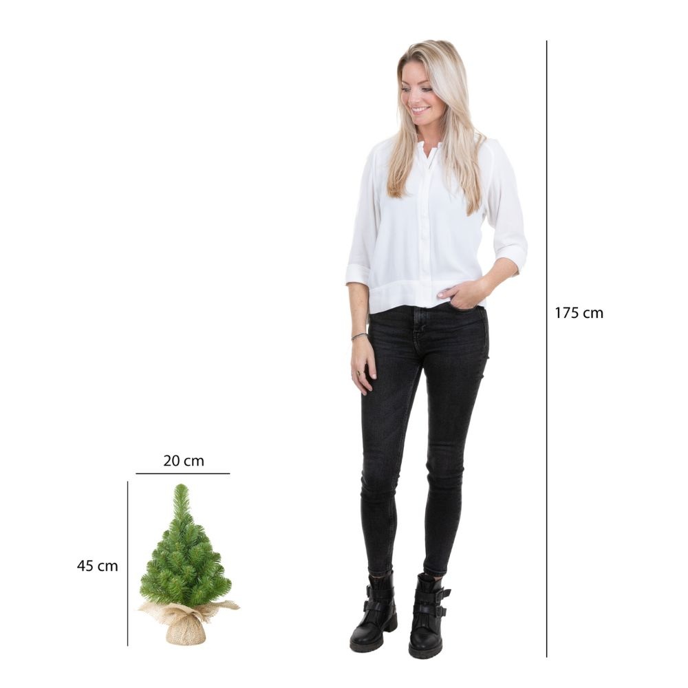 Norton kerstboompje in jute zak 45xø20cm | groen