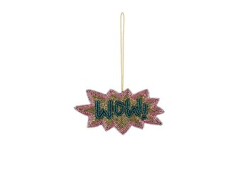 Kersthanger WOW disco groen | 12cm