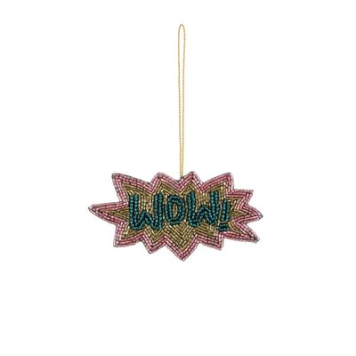 Kersthanger WOW disco groen | 12cm