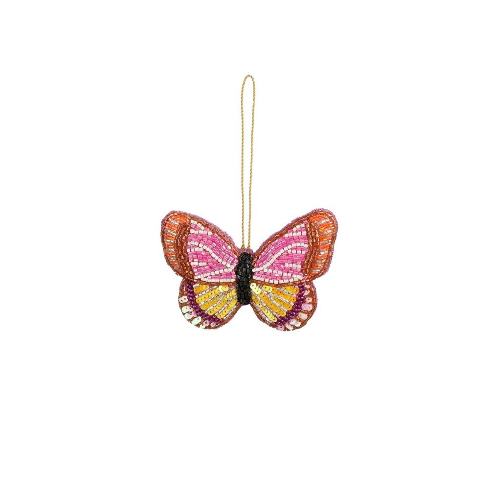 Kersthanger roze vlinder | 10cm