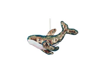 Kersthanger groene walvis | 17cm