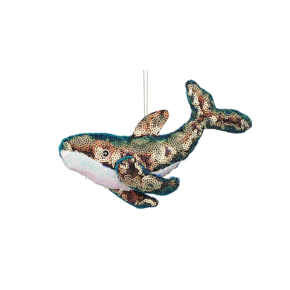 Kersthanger groene walvis | 17cm