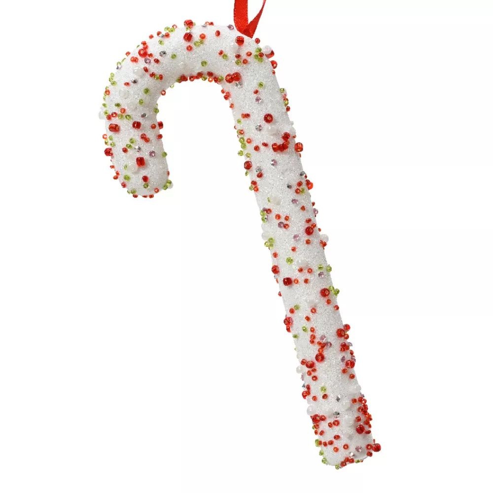 Zuurstok | foam | wit/rood met spikkels | 20,5cm