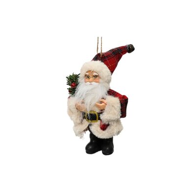 Kersthanger van kleine kerstman | polyester | rood/wit | 13cm