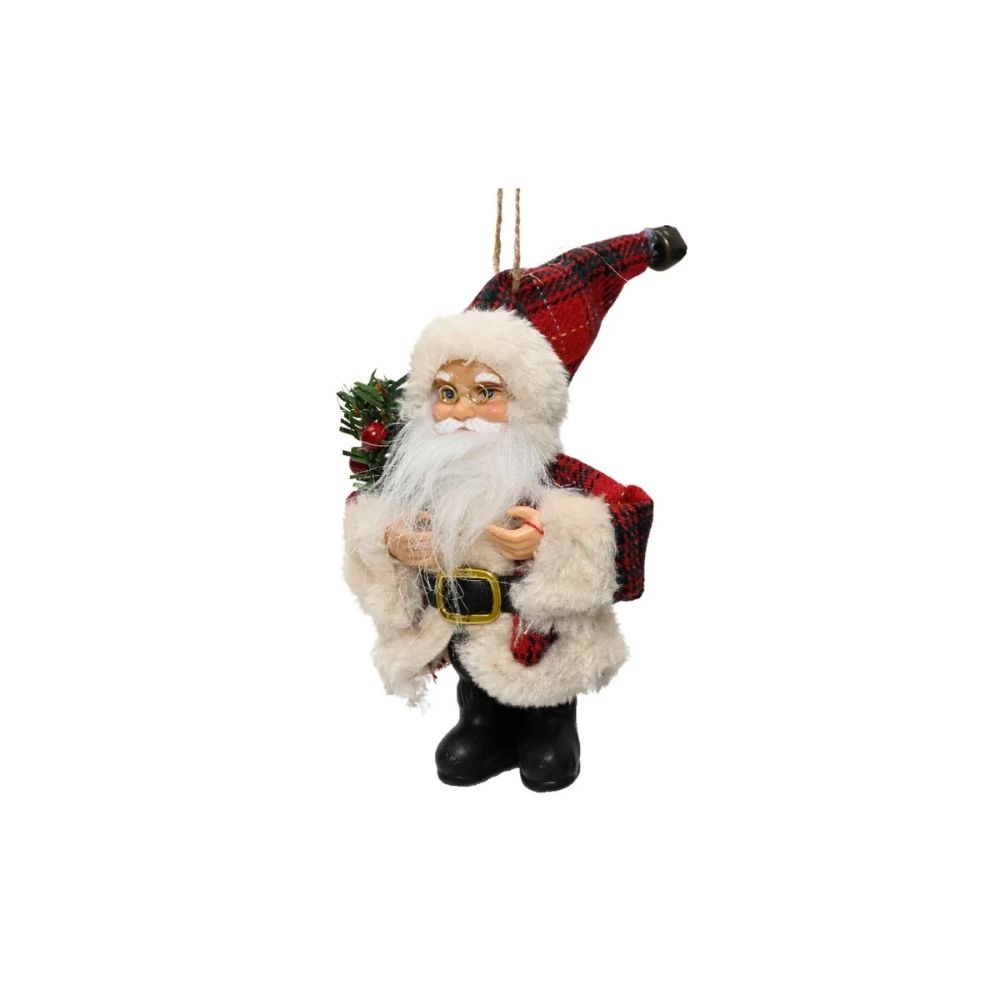 Kersthanger van kleine kerstman | polyester | rood/wit | 13cm