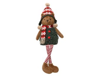 Knuffelbeertje kerst bruin met hoed en sjaal | 68cm