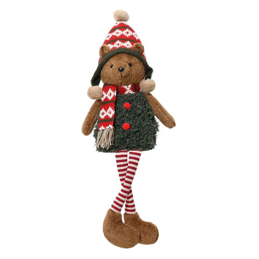 Knuffelbeertje kerst bruin met hoed en sjaal | 68cm