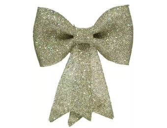 Kerststrik | plastic | licht goud/glitters | 14cm