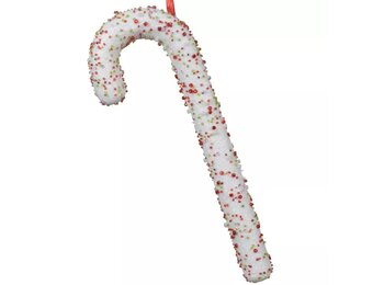 Zuurstok | foam | wit/rood met spikkels | 30cm