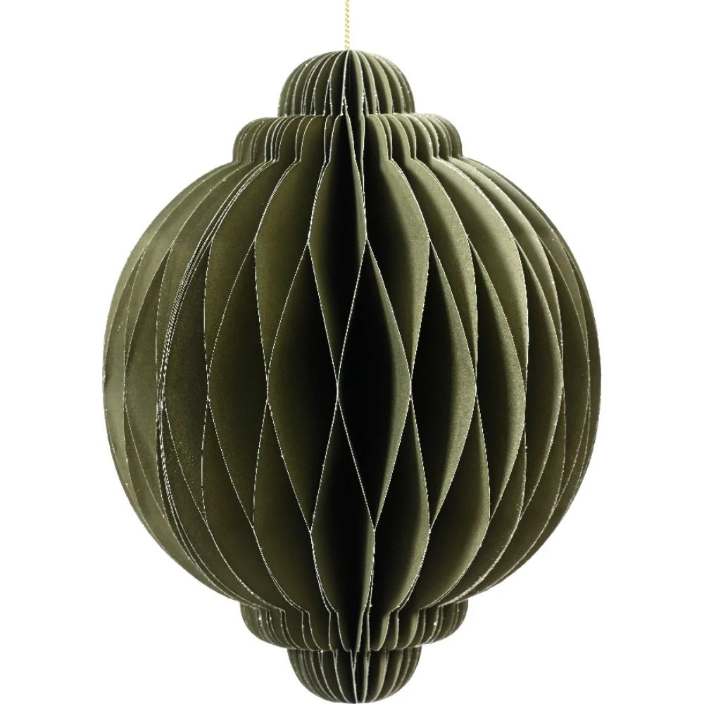 Papieren kerstbal | ui-vormig | groen | 20cm